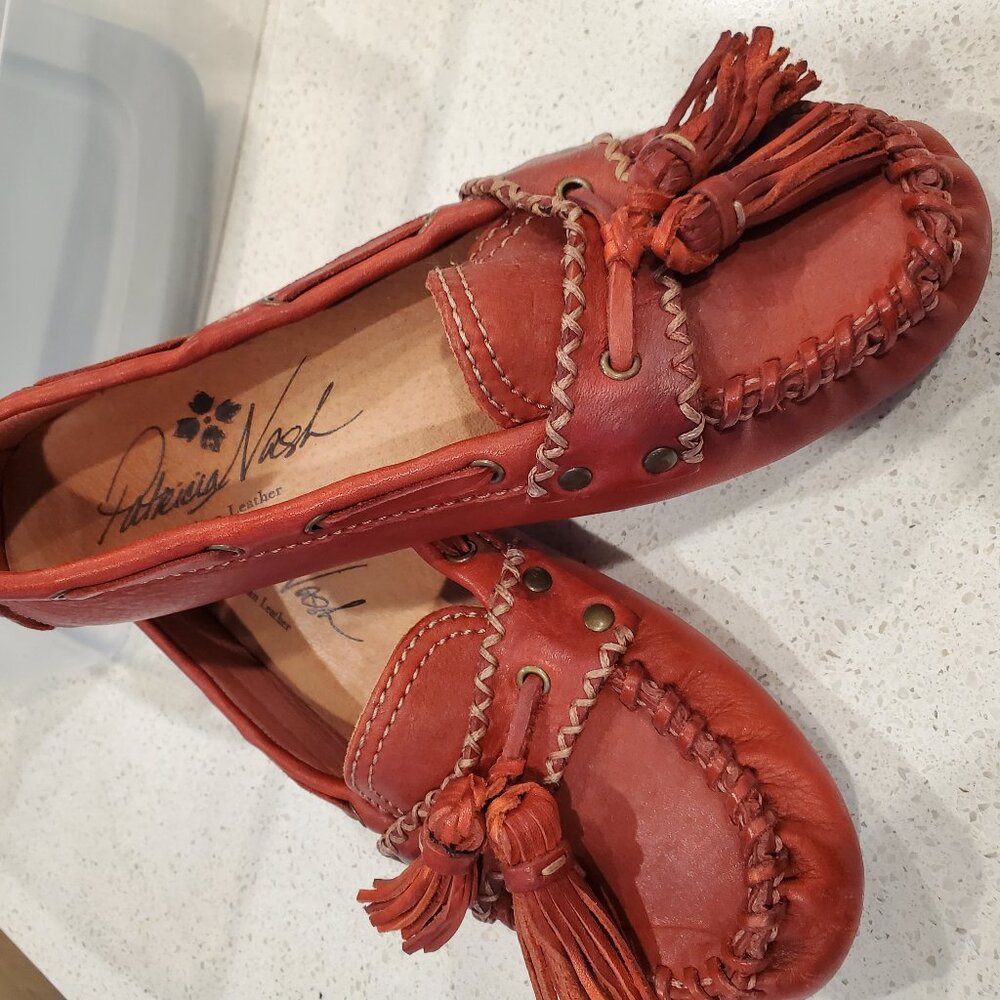 Patricia Nash cognac Leather Tassel driving Moccasins shoes